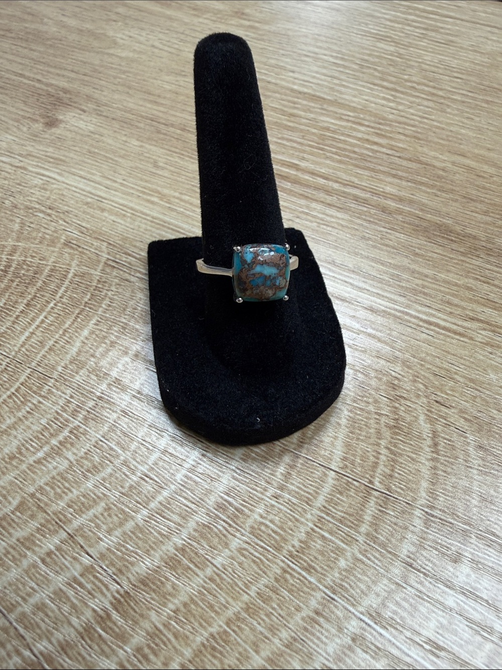 Sterling Silver Oyster Turquoise Square Ring - size 7